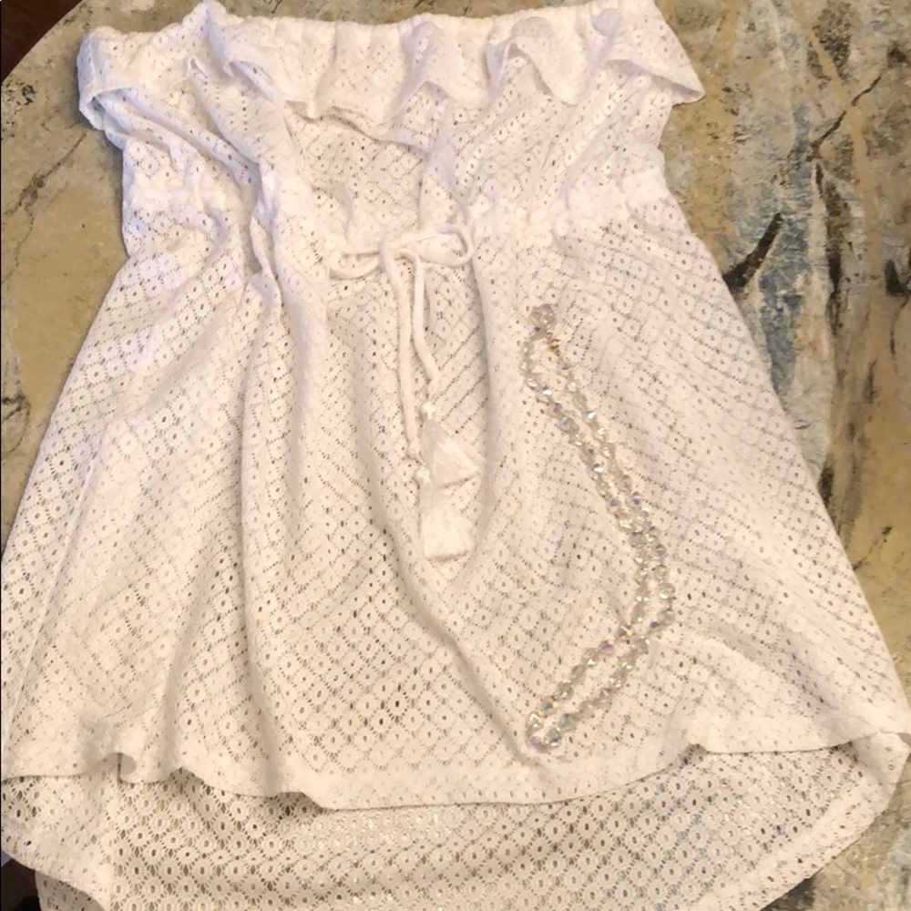 Op White Strapless Swimsuit Coverup (never used)